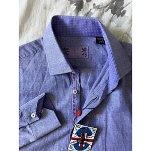 NWT English Laundry Purple Dotted Casual Dress Button Up Shirt Designer London